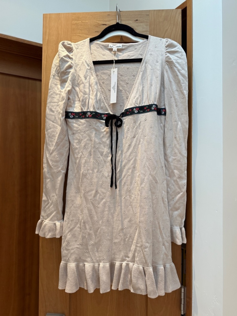 NWT for love and lemons Naomi knit dress Cream long sleeve